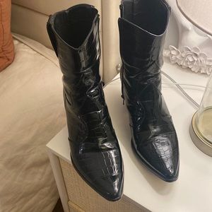 Croc faux leather cowboy booties